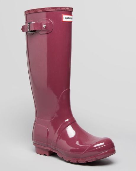 Hunter Rain Boots Original Tall Gloss in Pink (Dark Ruby) | Lyst
