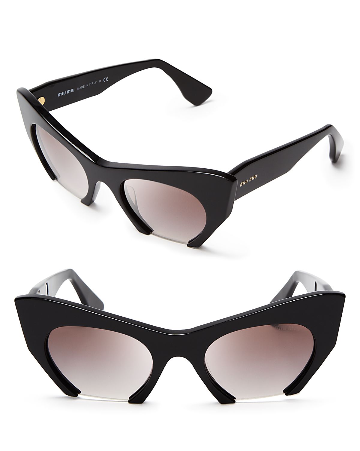 Lyst Miu Miu Semirimless Cat Eye Sunglasses In Black