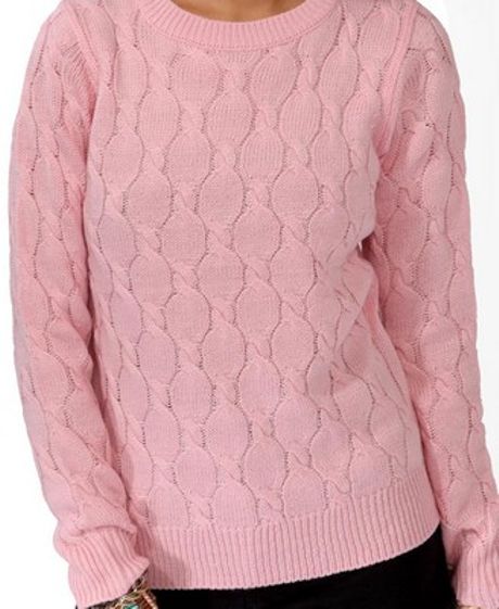 Forever 21 Cable Knit Sweater in Pink (LIGHT PINK) | Lyst