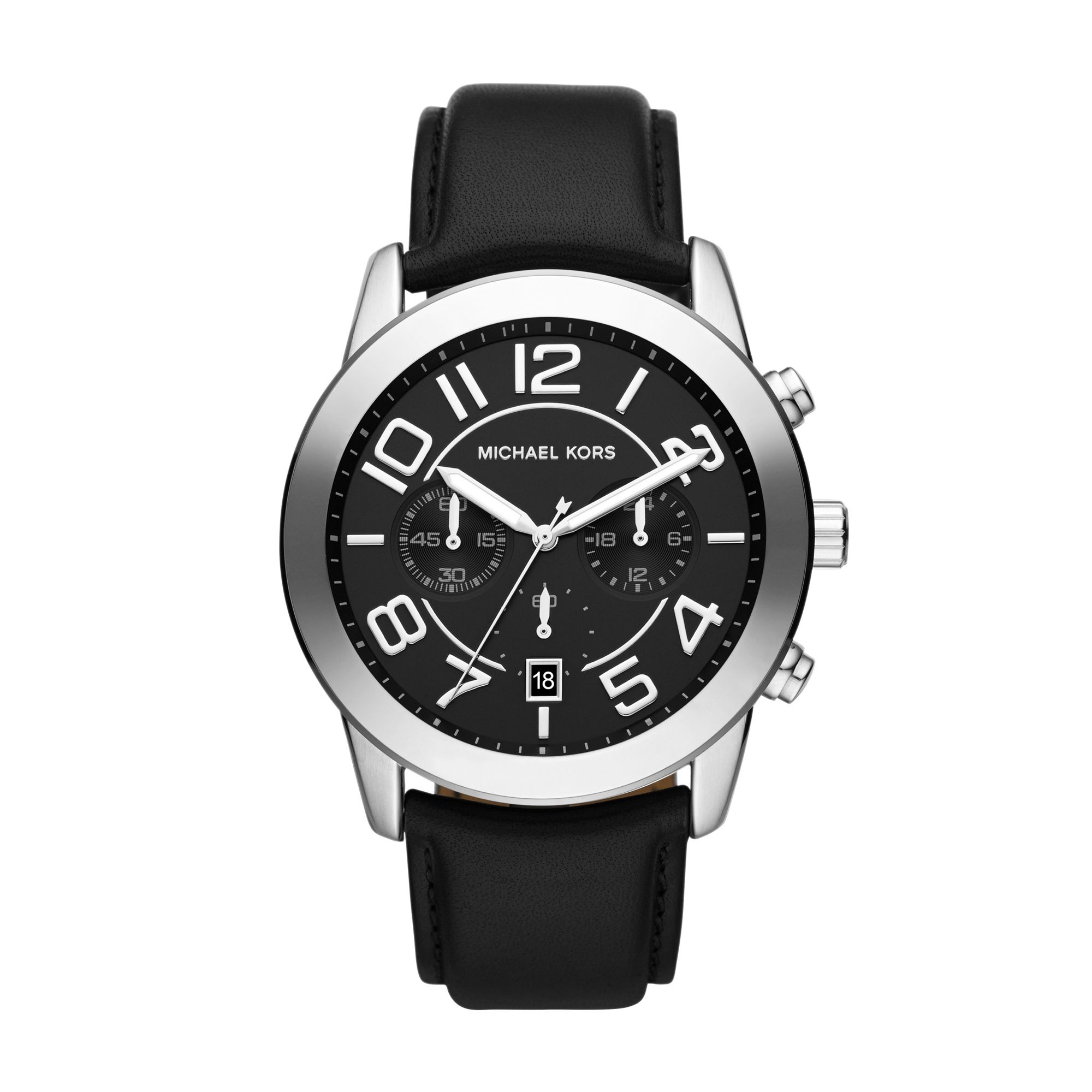 Michael Kors Sport Black Leather Mens Watch in Black for Men | Lyst