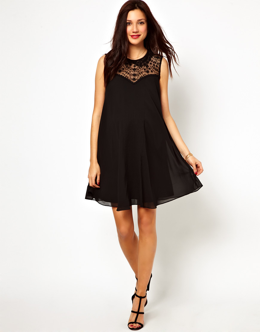 Asos maternity Swing Dress with Lace Insert and Peter Pan Collar in ...