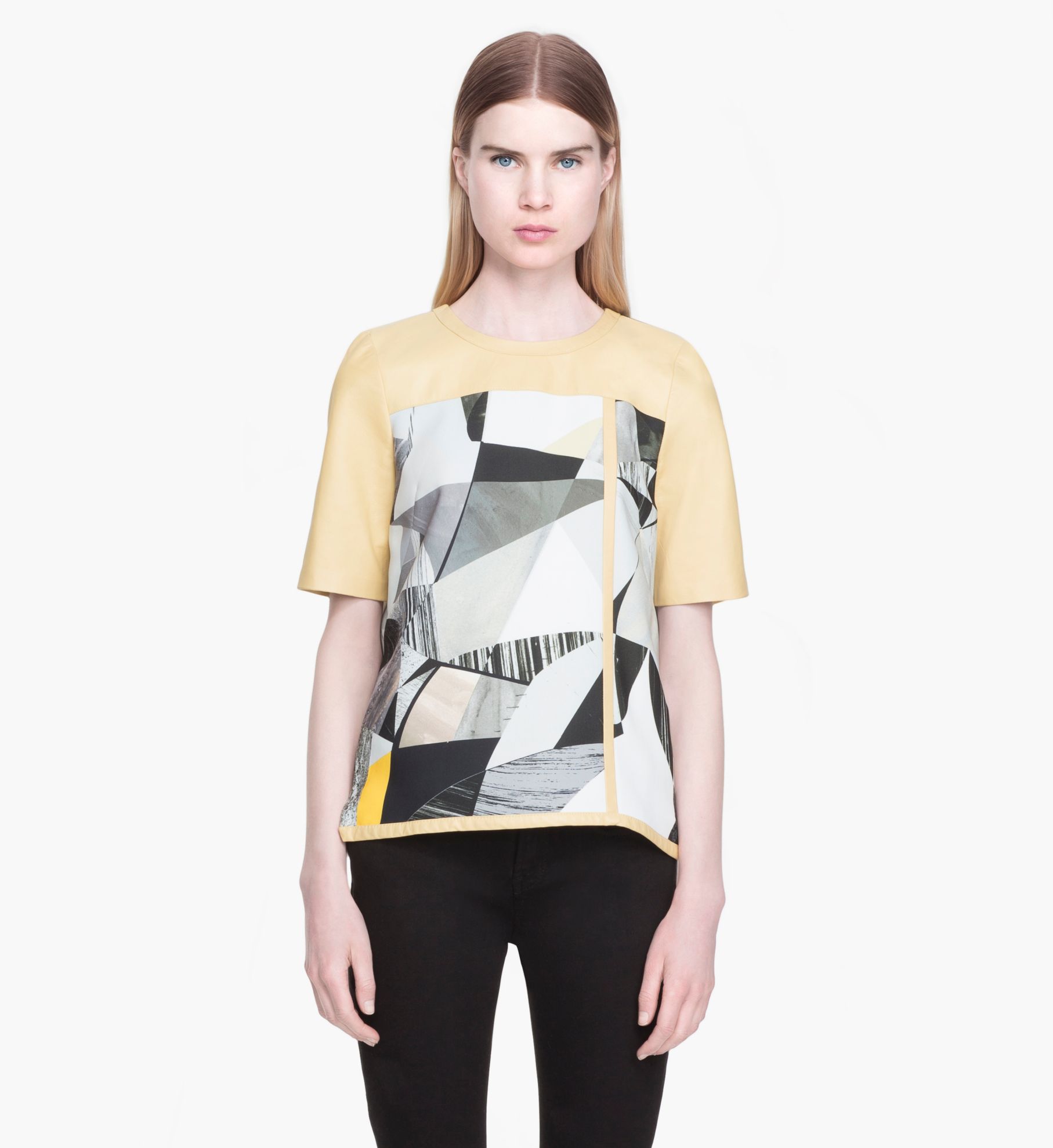 Helmut lang Cubist Print Crepe Top in Yellow | Lyst