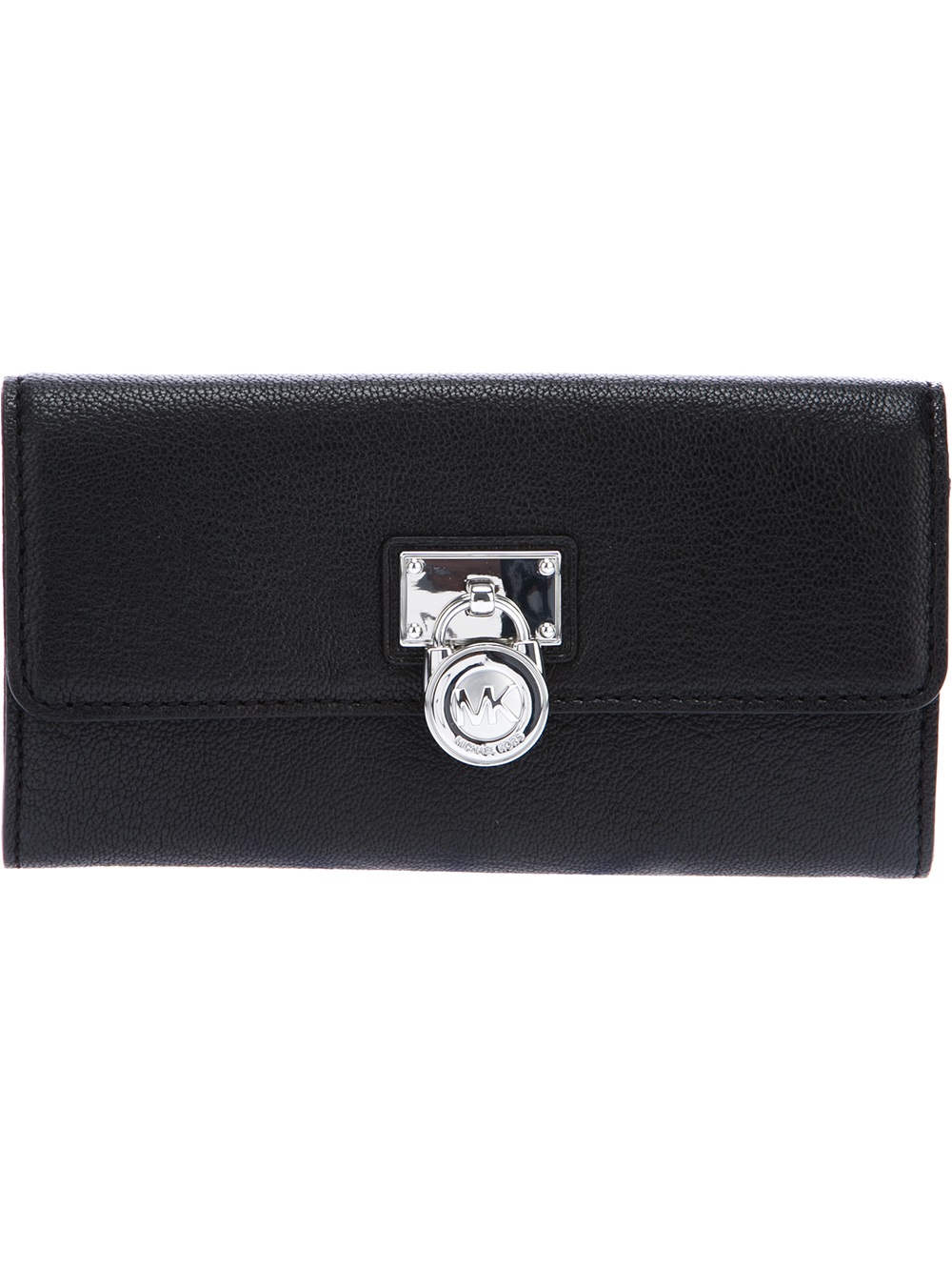 Michael Michael Kors Hamilton Large Flap Wallet in Black | Lyst