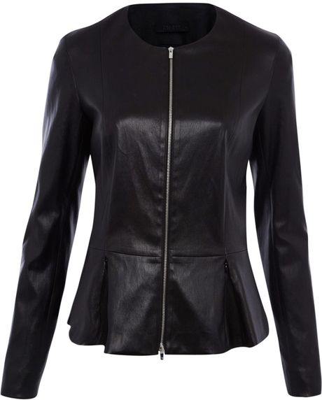 The Row Black Anasta Leather Peplum Jacket in Black | Lyst
