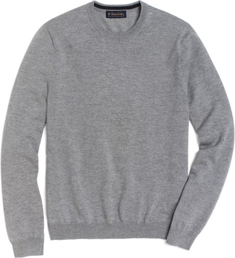 Brooks Brothers Merino Crew Neck Sweater in Gray for Men (light heather ...