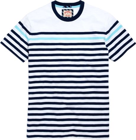 Brooks Brothers Multi Stripe Tee Shirt in White for Men (white-navy ...