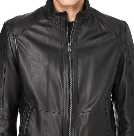 Hugo Boss Nikson Leather Jacket in Black for Men | Lyst