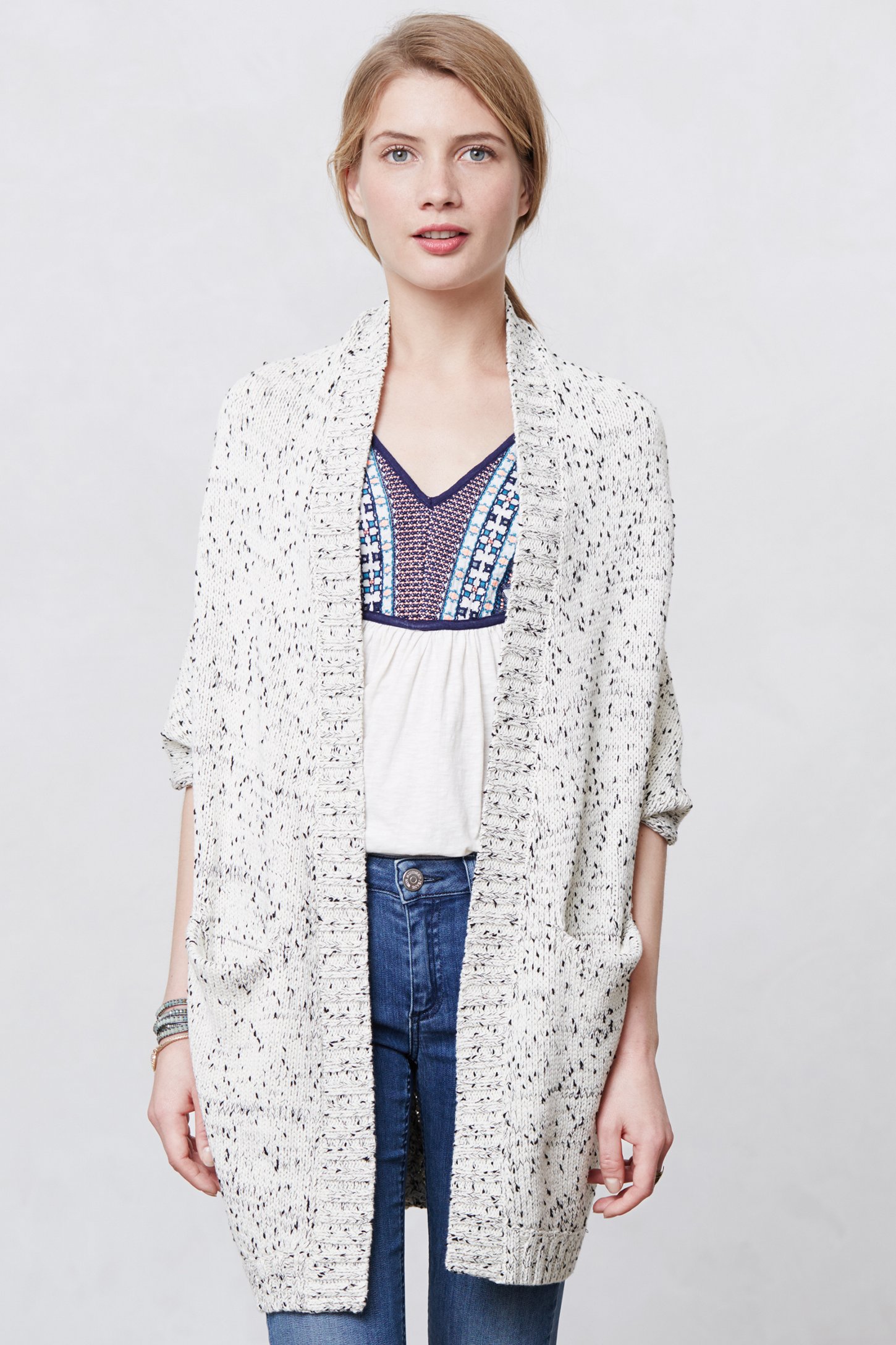 Lyst Moth Flickered Cocoon Cardigan in Natural