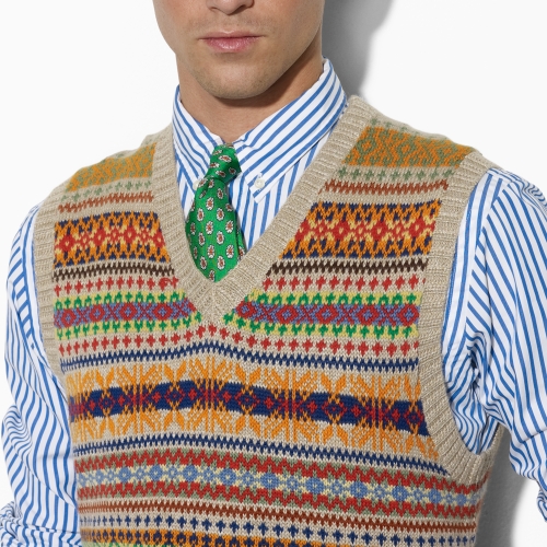 Lyst - Polo Ralph Lauren Fair Isle Sweater Vest in Brown ...