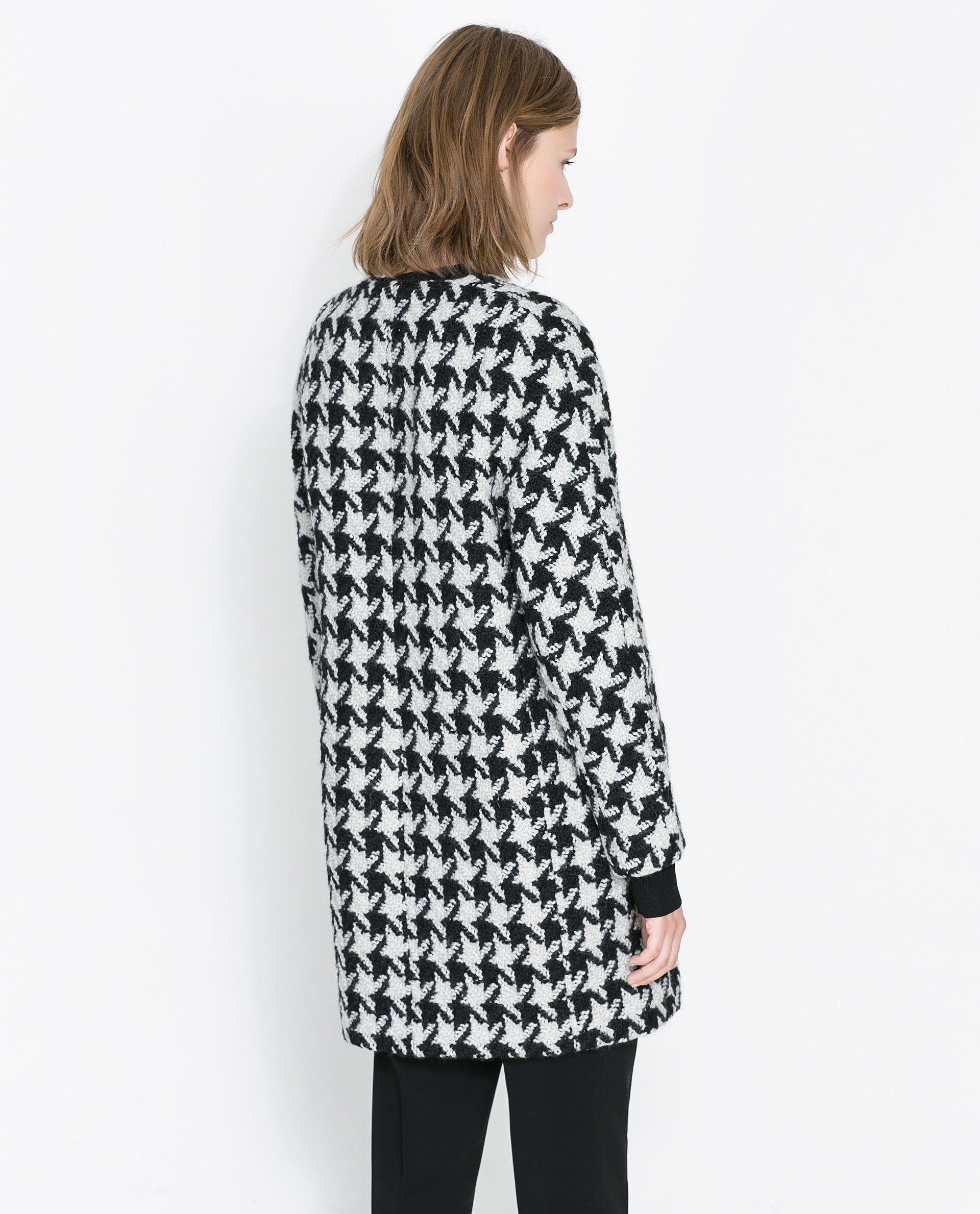 Zara Houndstooth Coat in Black Lyst