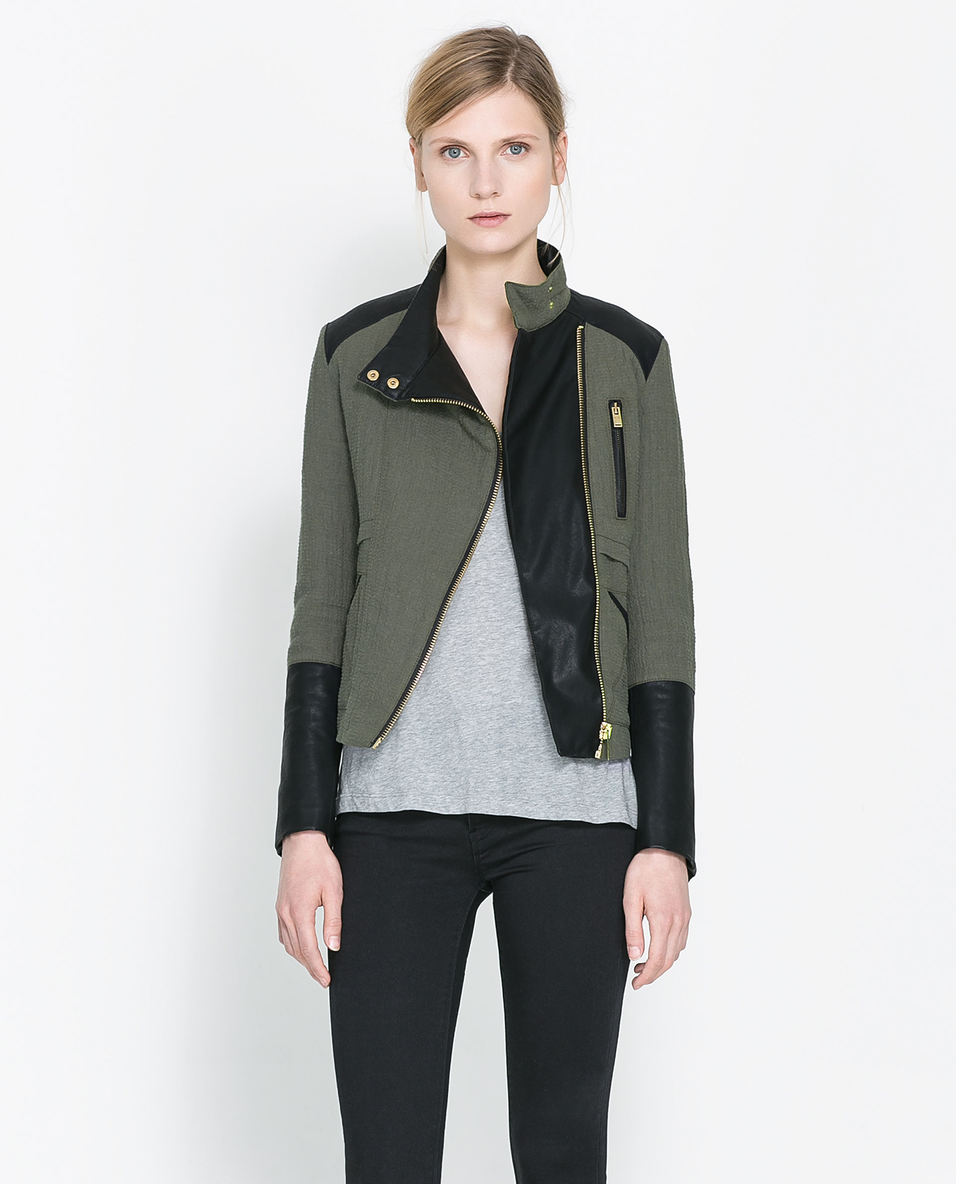 Zara Quilted Crossover Jacket In Green Lyst Gallery Women S Quilted Jackets