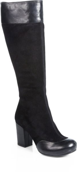 Chie Mihara Tazo Suede Leather Kneehigh Boots in Black (BLACK JEAN) | Lyst