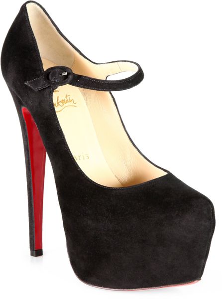Christian Louboutin Leather Platform Mary Jane Pumps in Black | Lyst