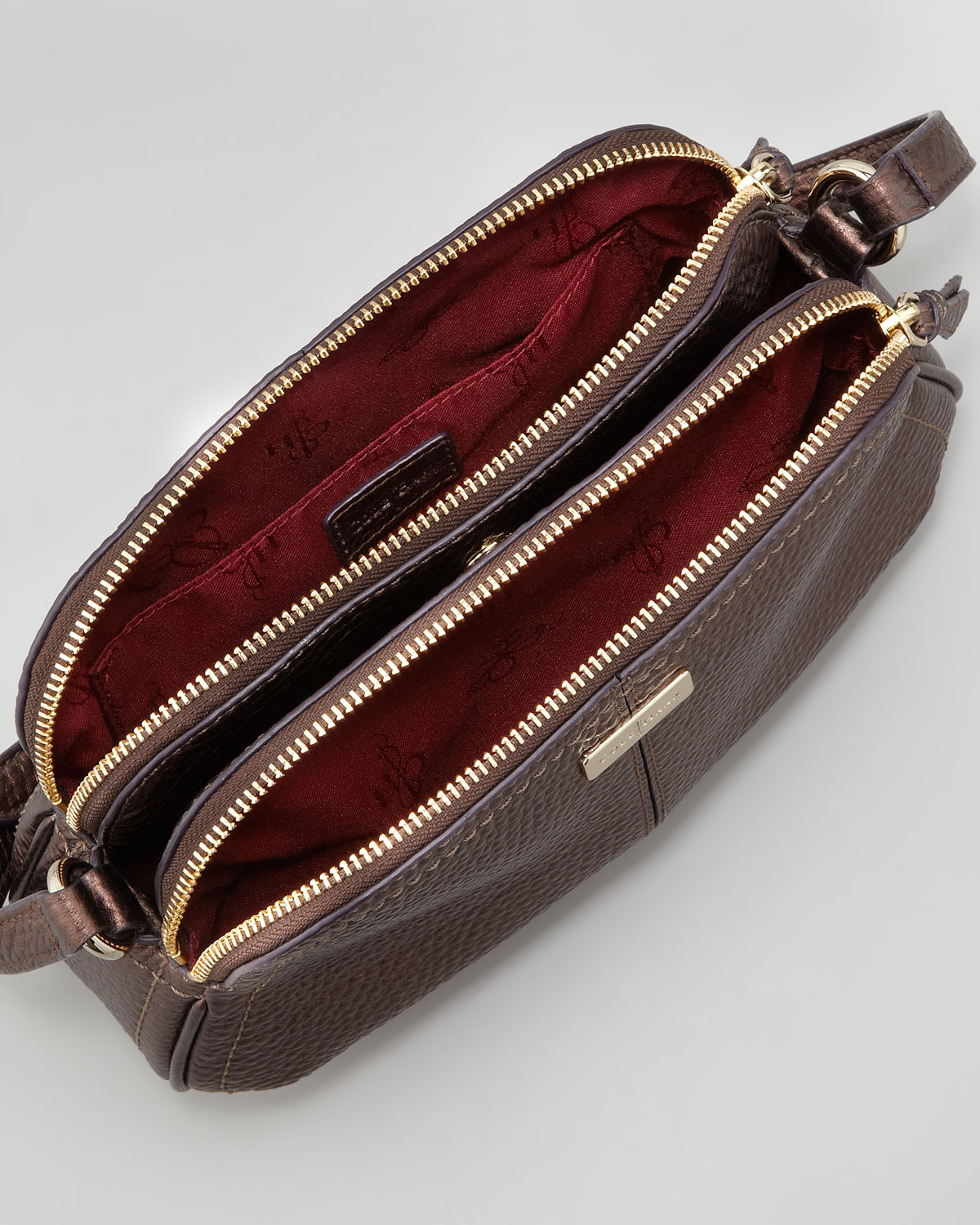 Cole Haan Village Double Zip Crossbody Bag Brown