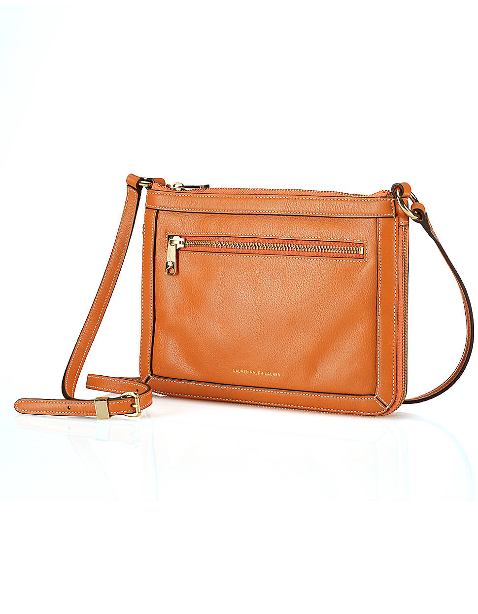 Lyst - Lauren By Ralph Lauren Thurlow Flat Leather Crossbody Bag in Orange