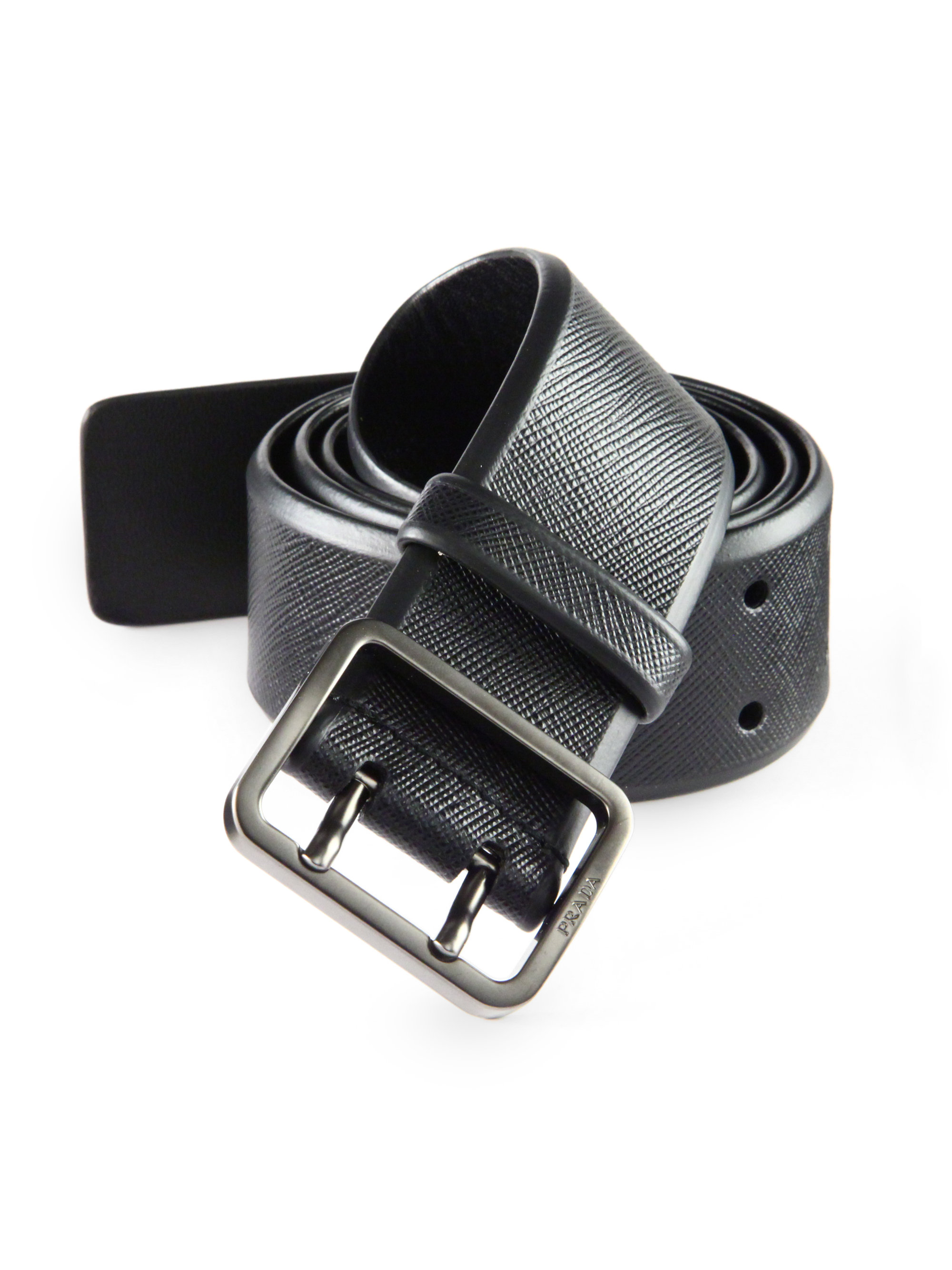 Prada Saffiano Sport Belt in Black | Lyst  