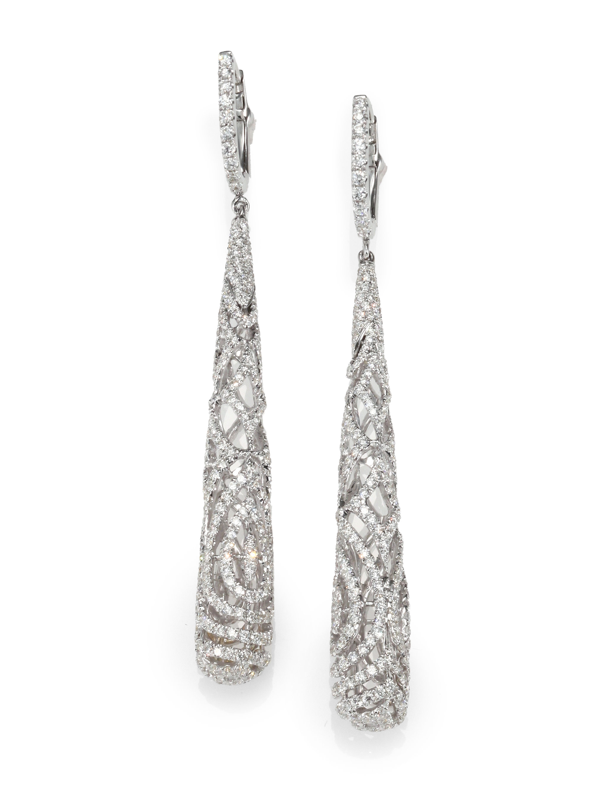 Lyst Roberto Coin Mauresque Diamond 18k White Gold Filigree Drop Gallery