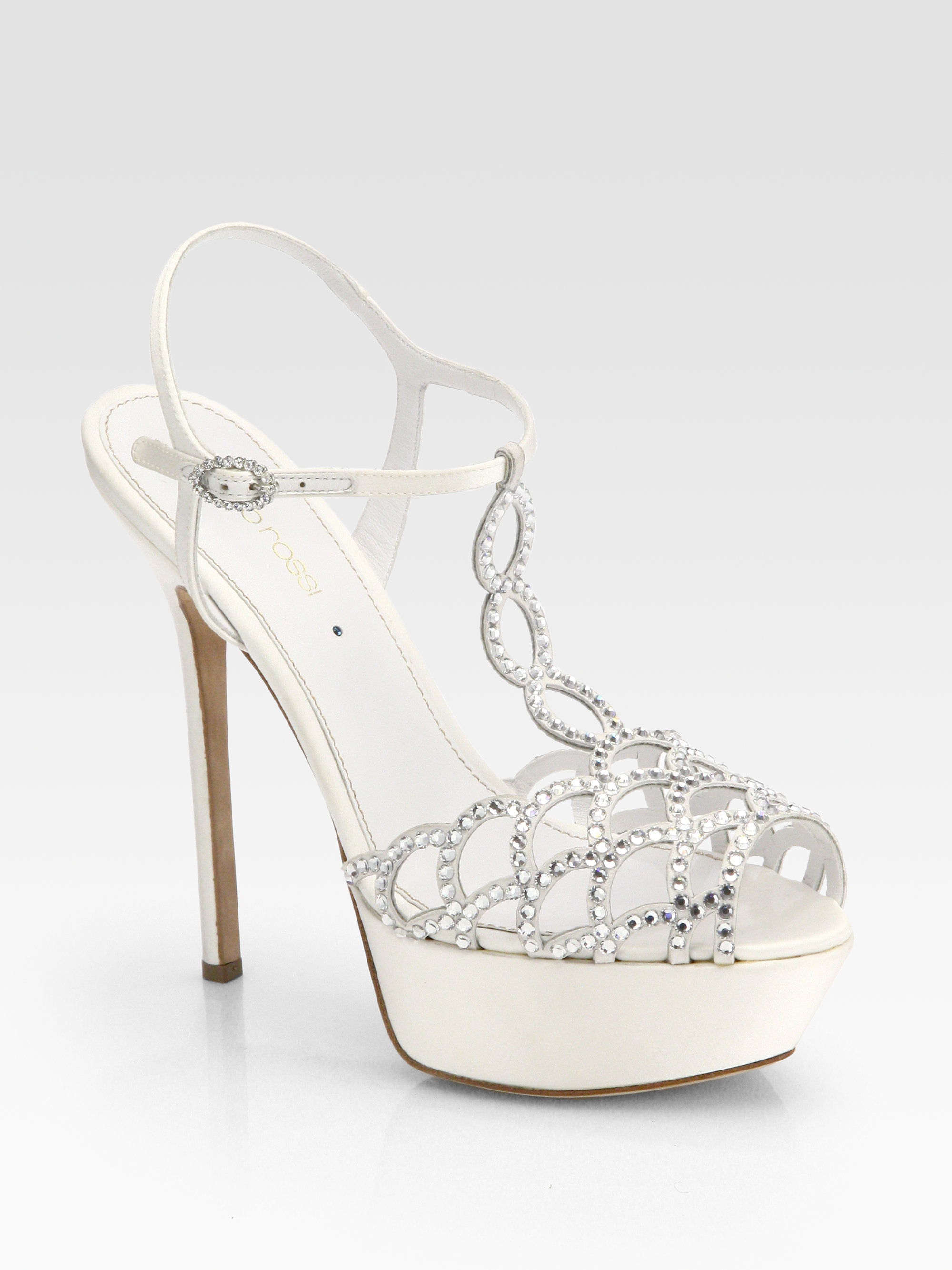 Lyst - Sergio rossi Vague Swarovski Crystal T-strap Sandals in White Buy Sergio Rossi Women
