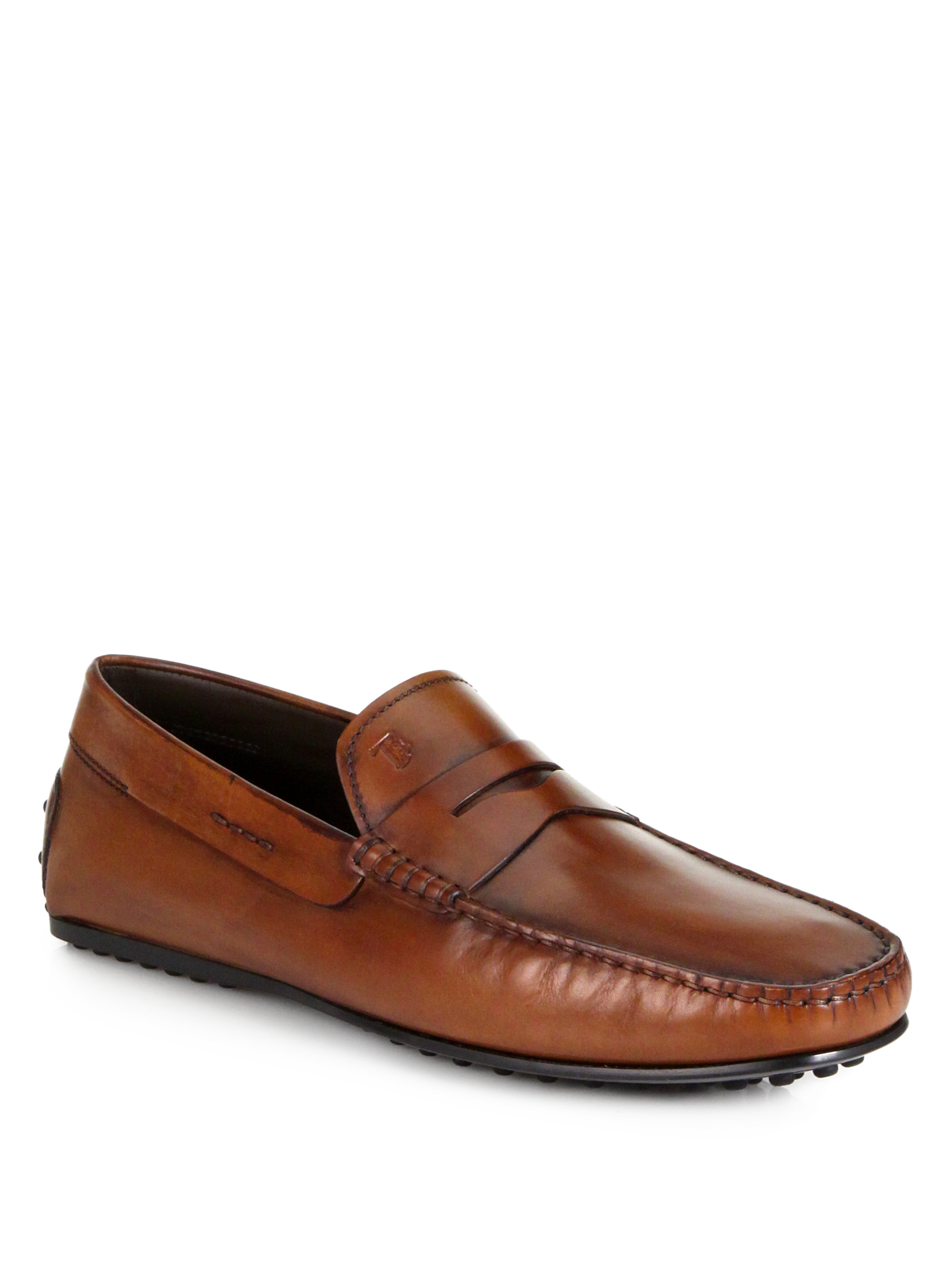 Tod's City Gommini Leather Loafers in Brown for Men | Lyst