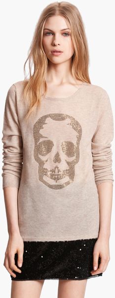 Zadig & Voltaire Miss Bis Skull Embellished Sweater in Beige (Ficelle ...