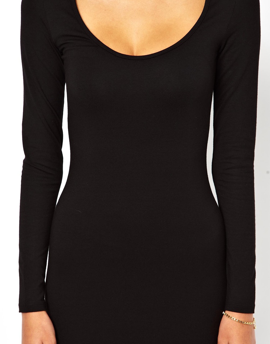 SheInGirl Black Dress Women Deep V neck Front Zipper Long Sleeve Bodycon Mini Dress Ladies High 