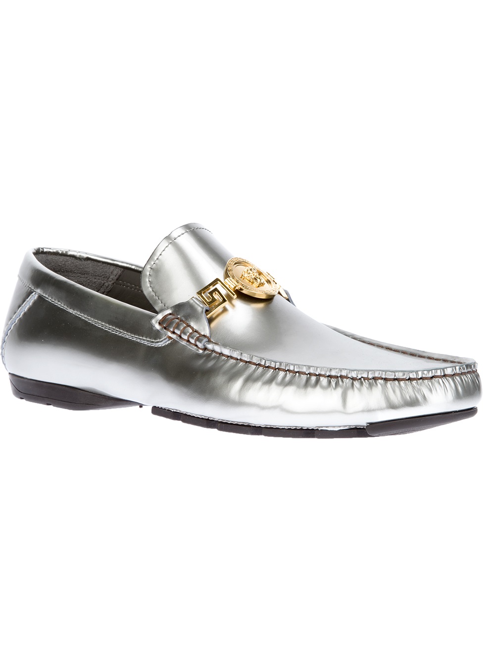 Versace Metallic Car Shoe in Silver for Men | Lyst