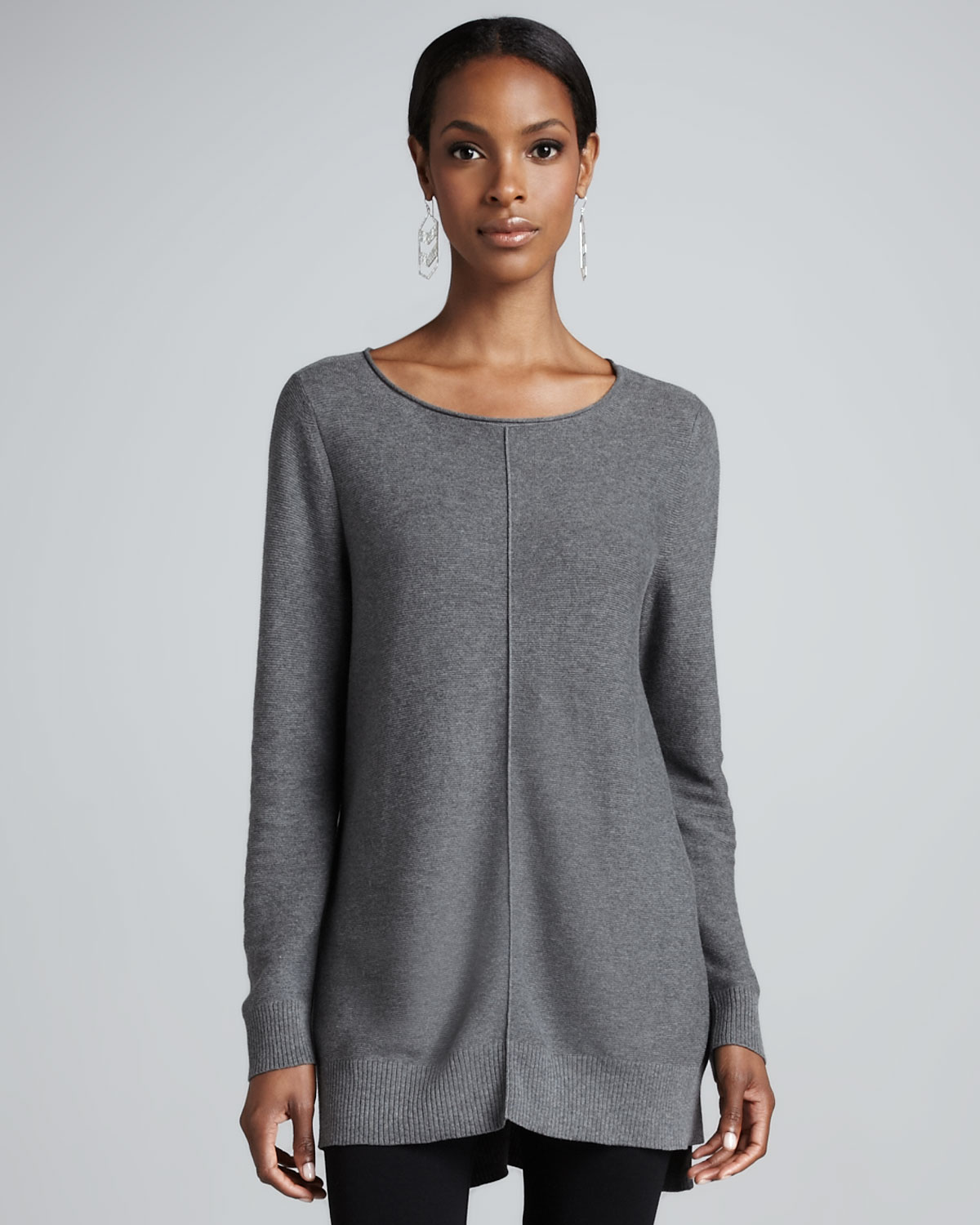 Lyst - Eileen Fisher Organic Cotton Links Tunic in Gray
