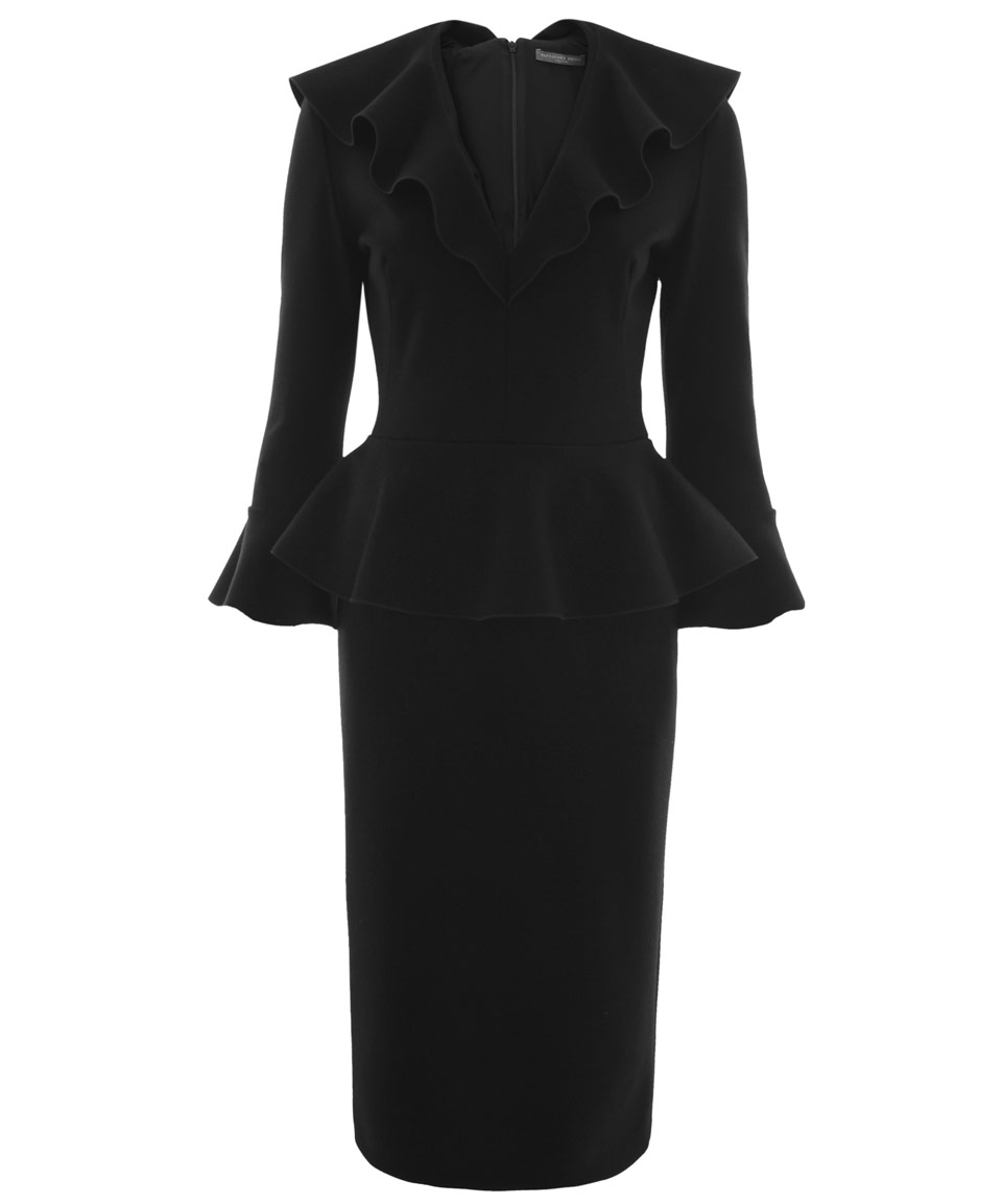 Lyst - Alexander Mcqueen Black Ruffle Peplum Dress in Black