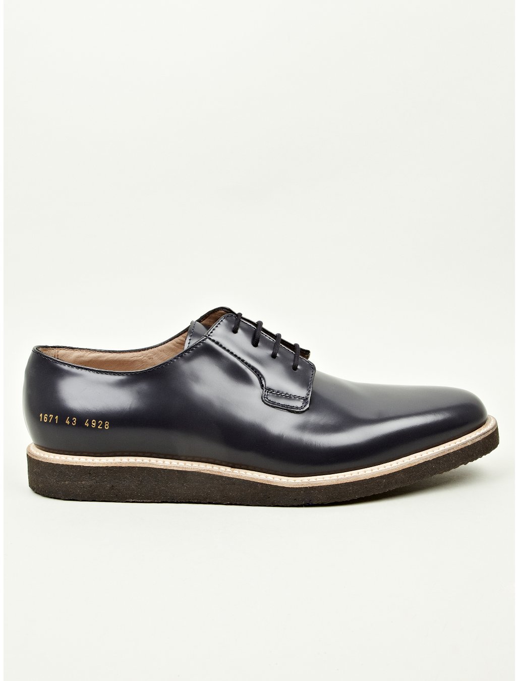 Common Projects Mens Navy Blue Derby Shine Shoes in Black for Men (navy ...