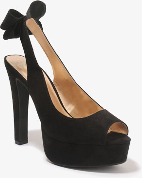 Forever 21 Bow Platform Slingback Heels in Black | Lyst