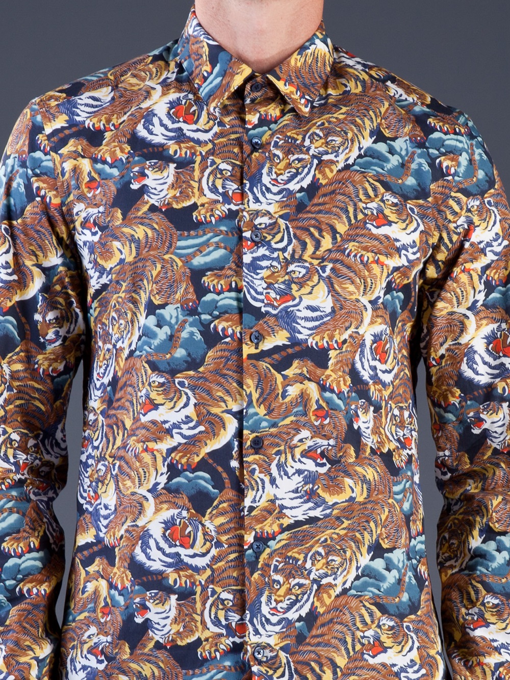 Lyst Kenzo Tiger Print Shirt in Brown for Men