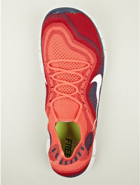 Nike Mens Free Flyknit Sneakers in Red for Men | Lyst