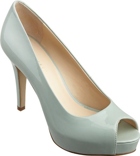 Nine West Camya Peep Toe Pump in Green (BLUE SYNTHETIC) | Lyst