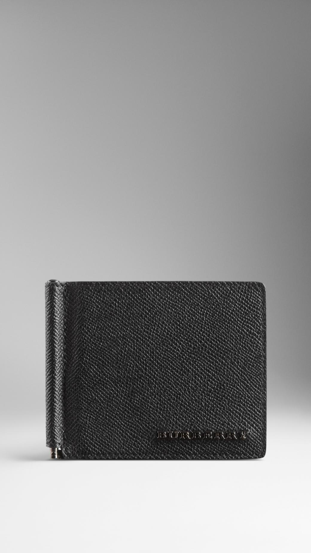 Burberry London Leather Money Clip Wallet Black in Black for Men Lyst