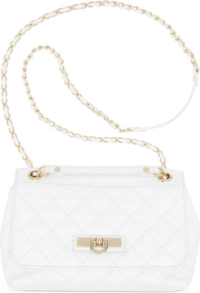 Dkny Quilted Nappa Flap Shoulder Bag in White