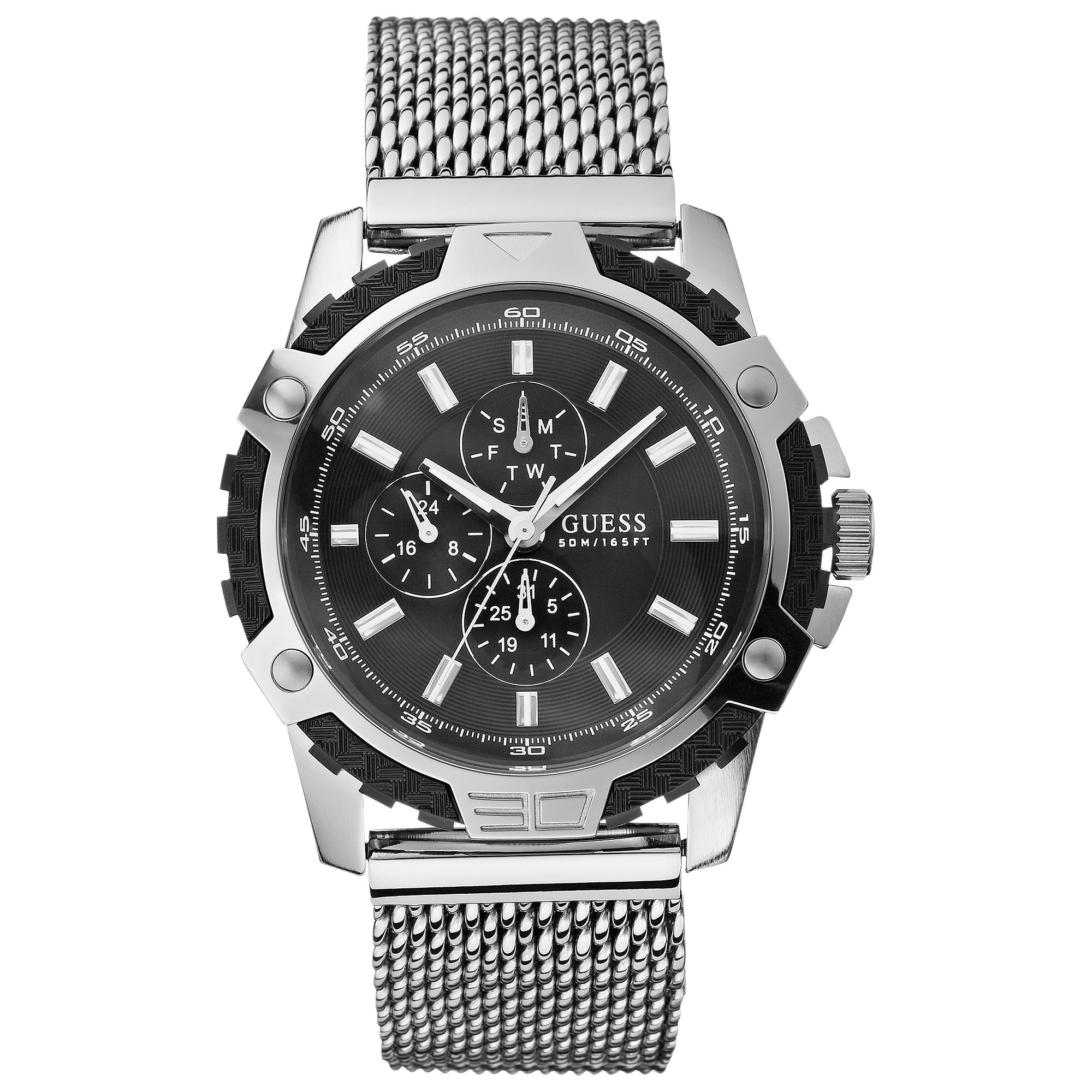 Guess Mens Silvertone Mesh Chronograph Watch in Metallic for Men | Lyst