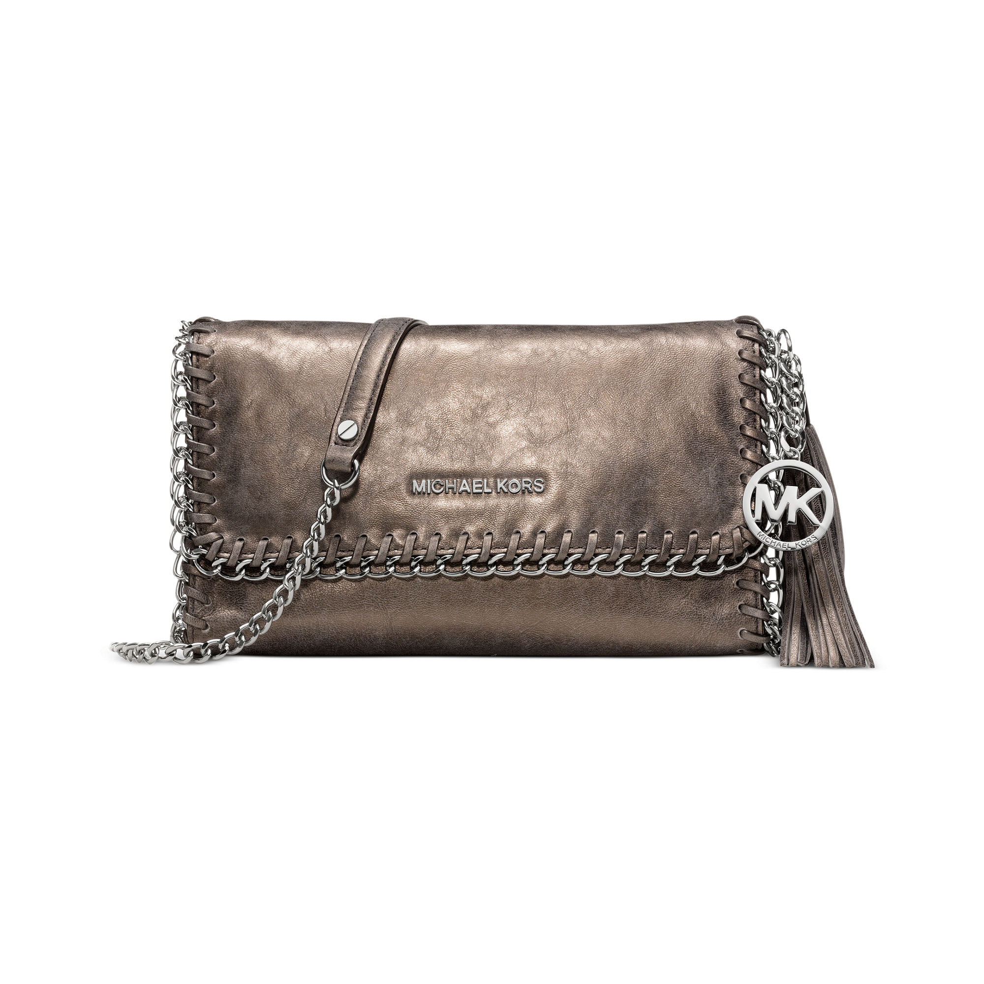 michael michael kors lea medium leather flap messenger bag