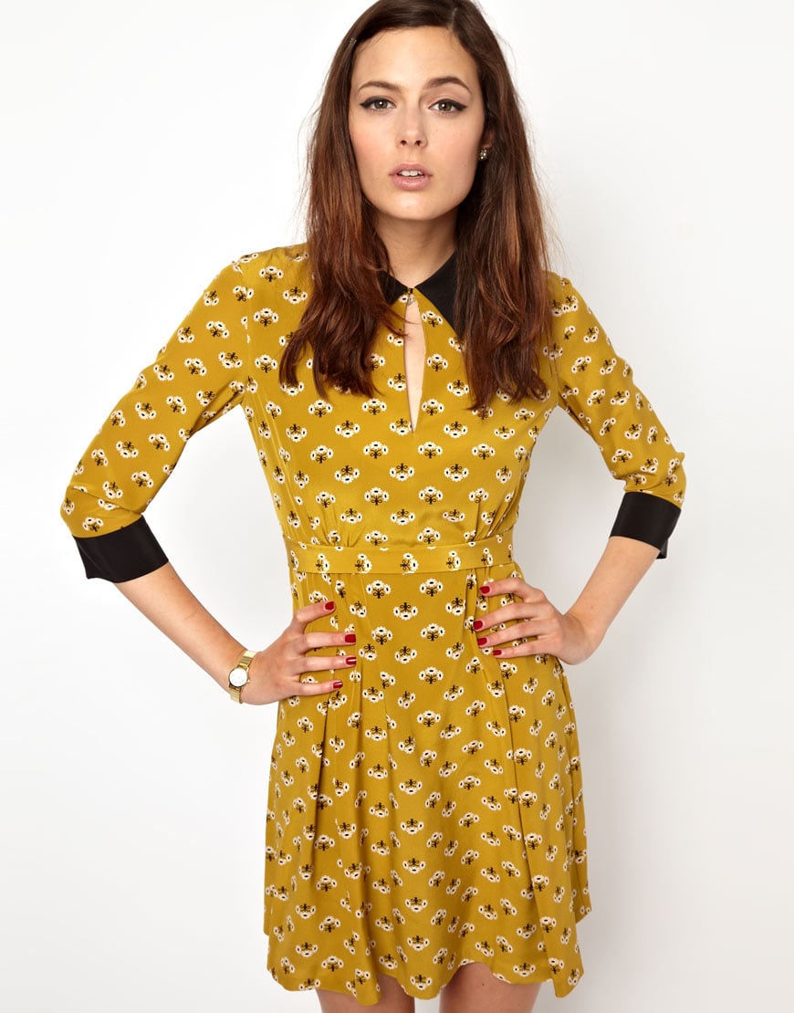 Lyst - Orla Kiely Collar Detail Dress in Posey Print Silk in Yellow