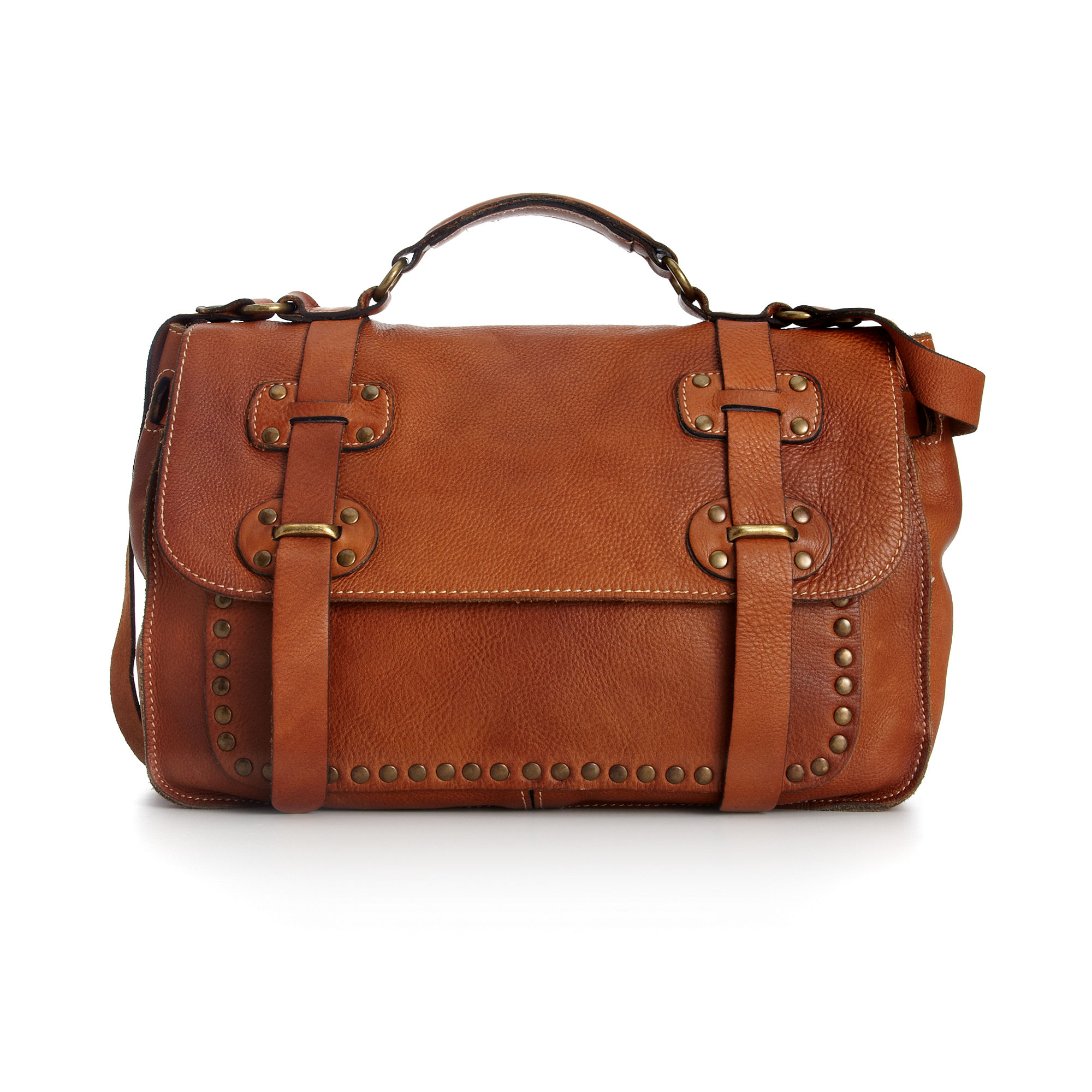 Patricia Nash Cadiz Washed Leather Studded Large Flap Bag in Brown (Tan ...