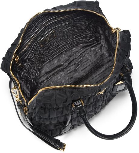 Prada Tessuto Gaufre Large Nylon Satchel in Black (NERO-BLACK) | Lyst