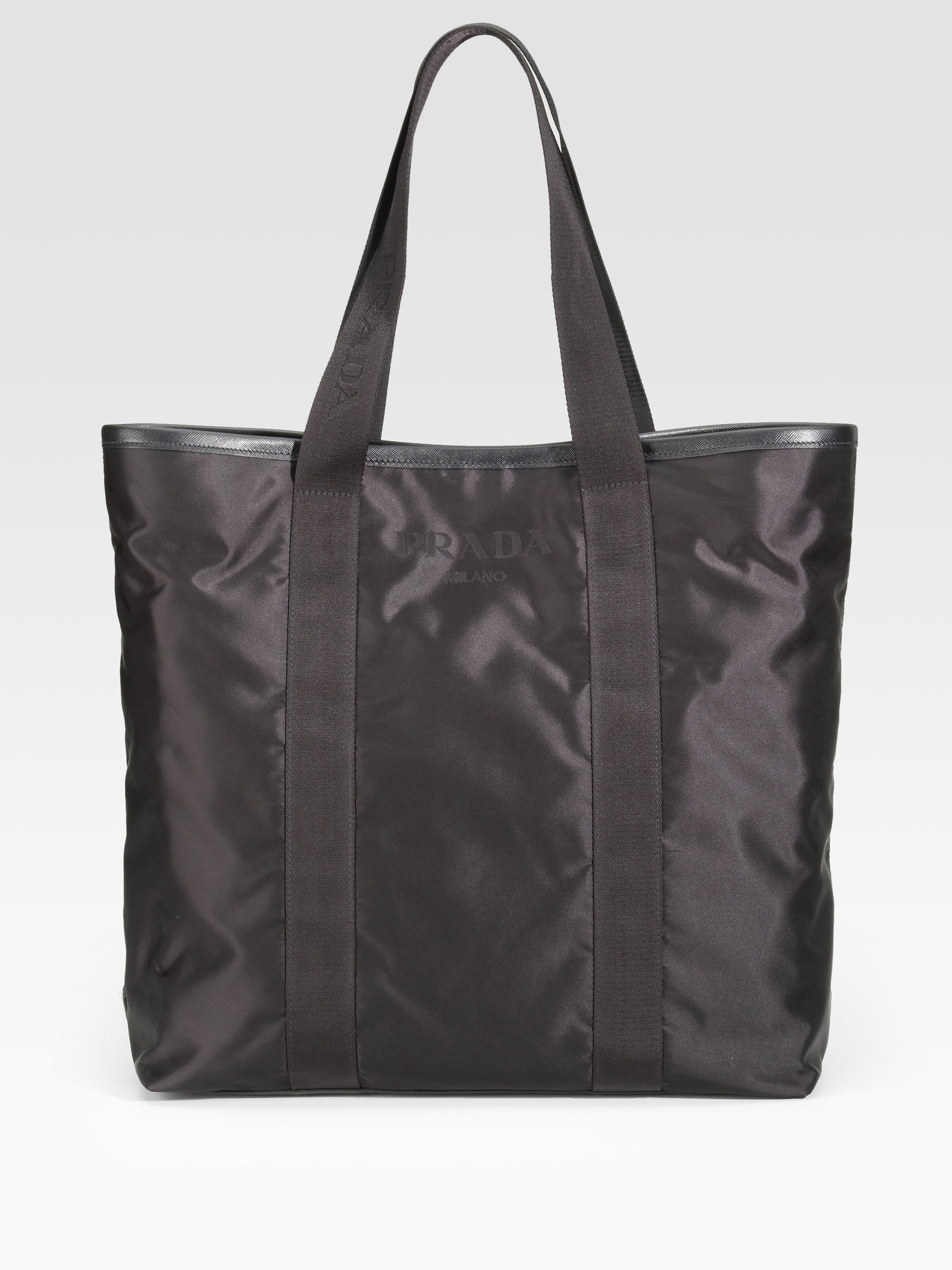 Prada Nylon Logo Jacquard Tote in Black (NERO-EBANO) | Lyst  