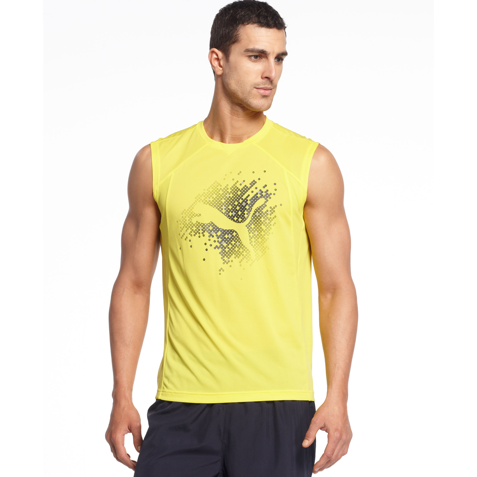 Puma Sleeveless Graphic T Shirt in Yellow for Men (blazing yellow/new ...