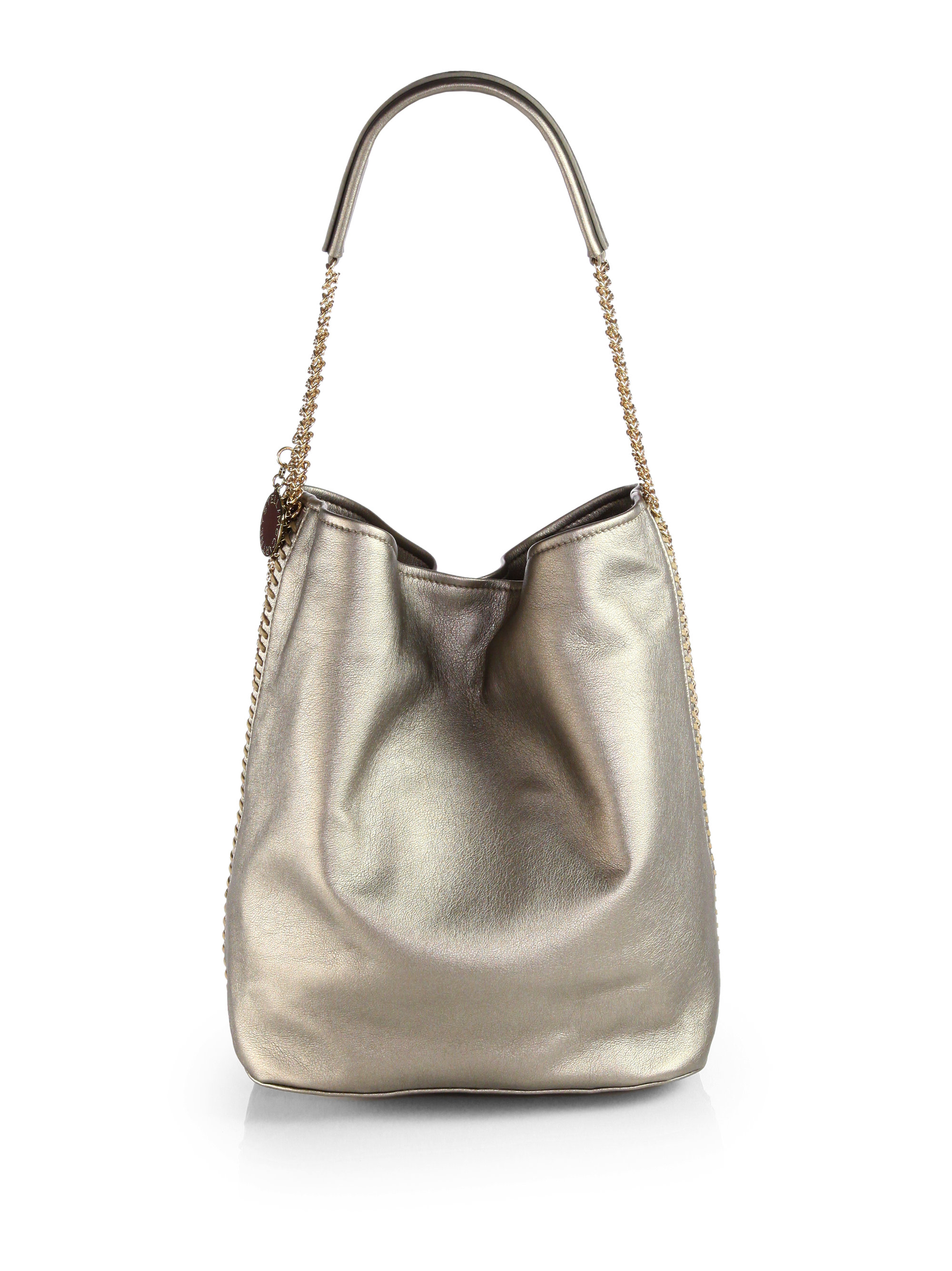 Stella Mccartney Medium Metallic Hobo Bag in Gold (PLATINUM) | Lyst