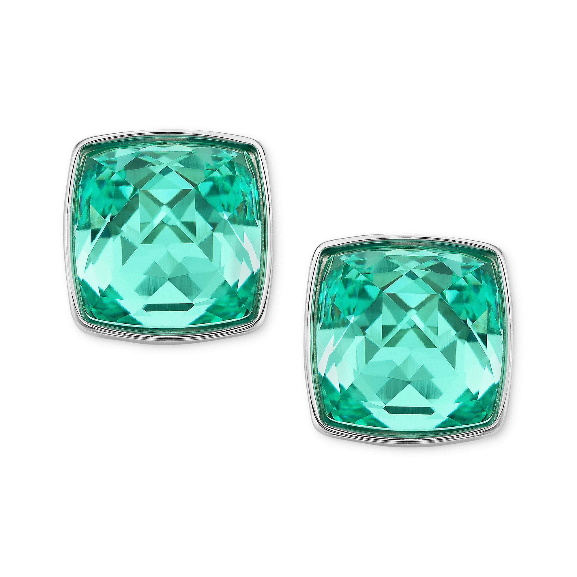 Lyst Swarovski Palladium Plated Antique Green Crystal Stud Gallery