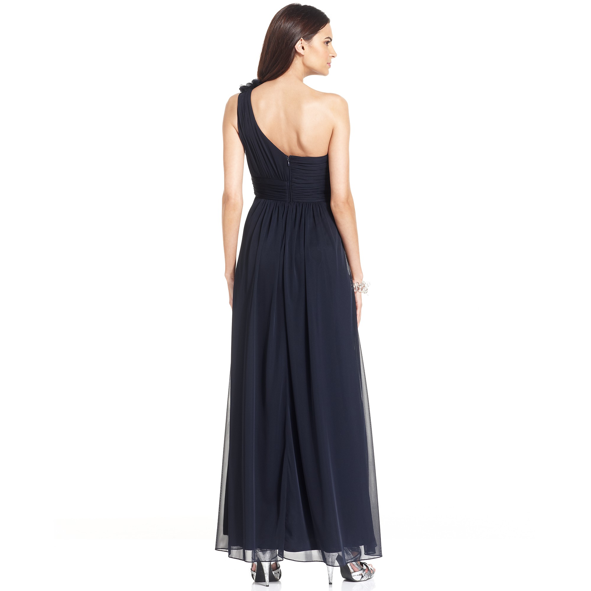 Lyst Xscape Xscape Dress Sleeveless Oneshoulder Ruched Gown In Blue 5814