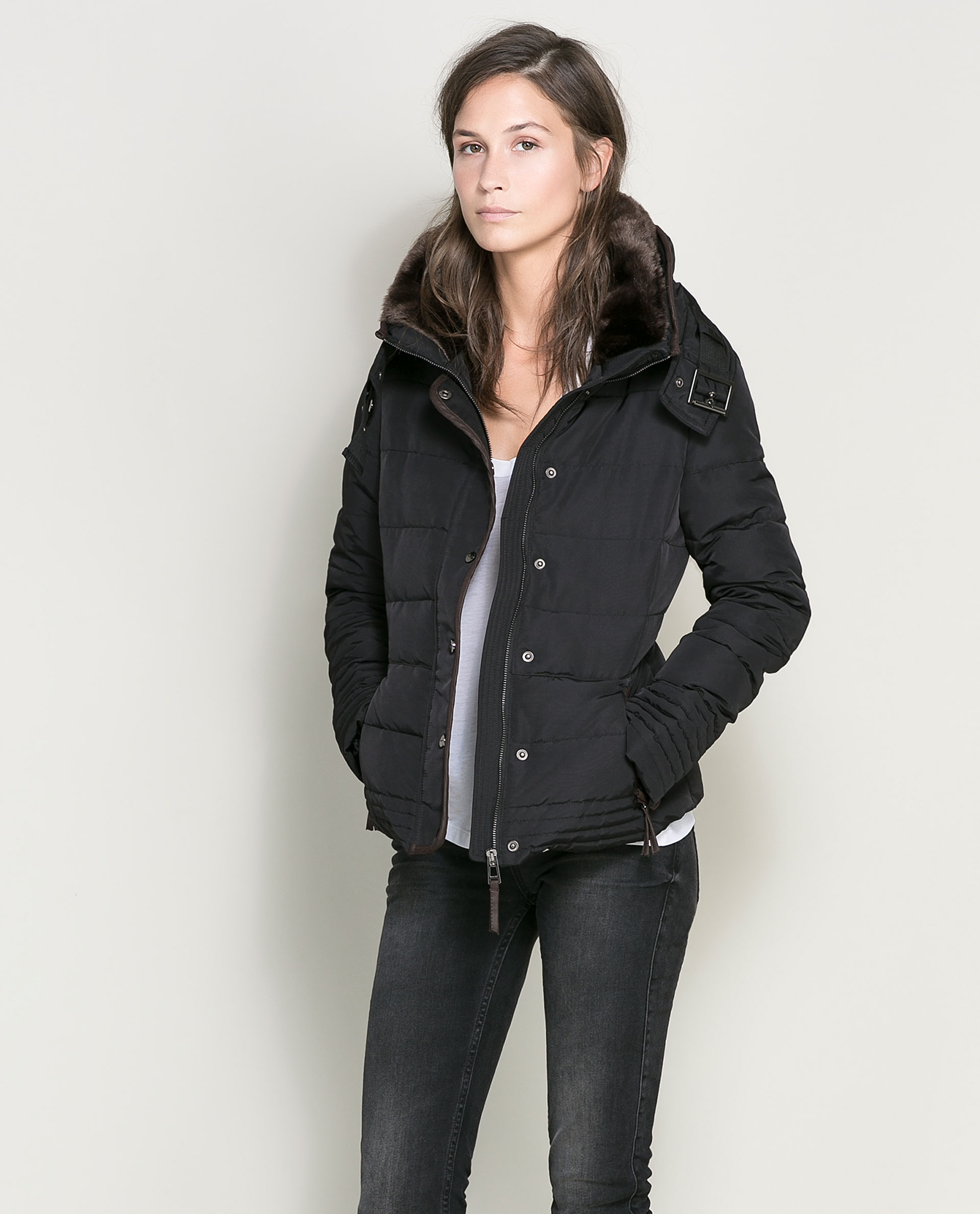 zara black puffa