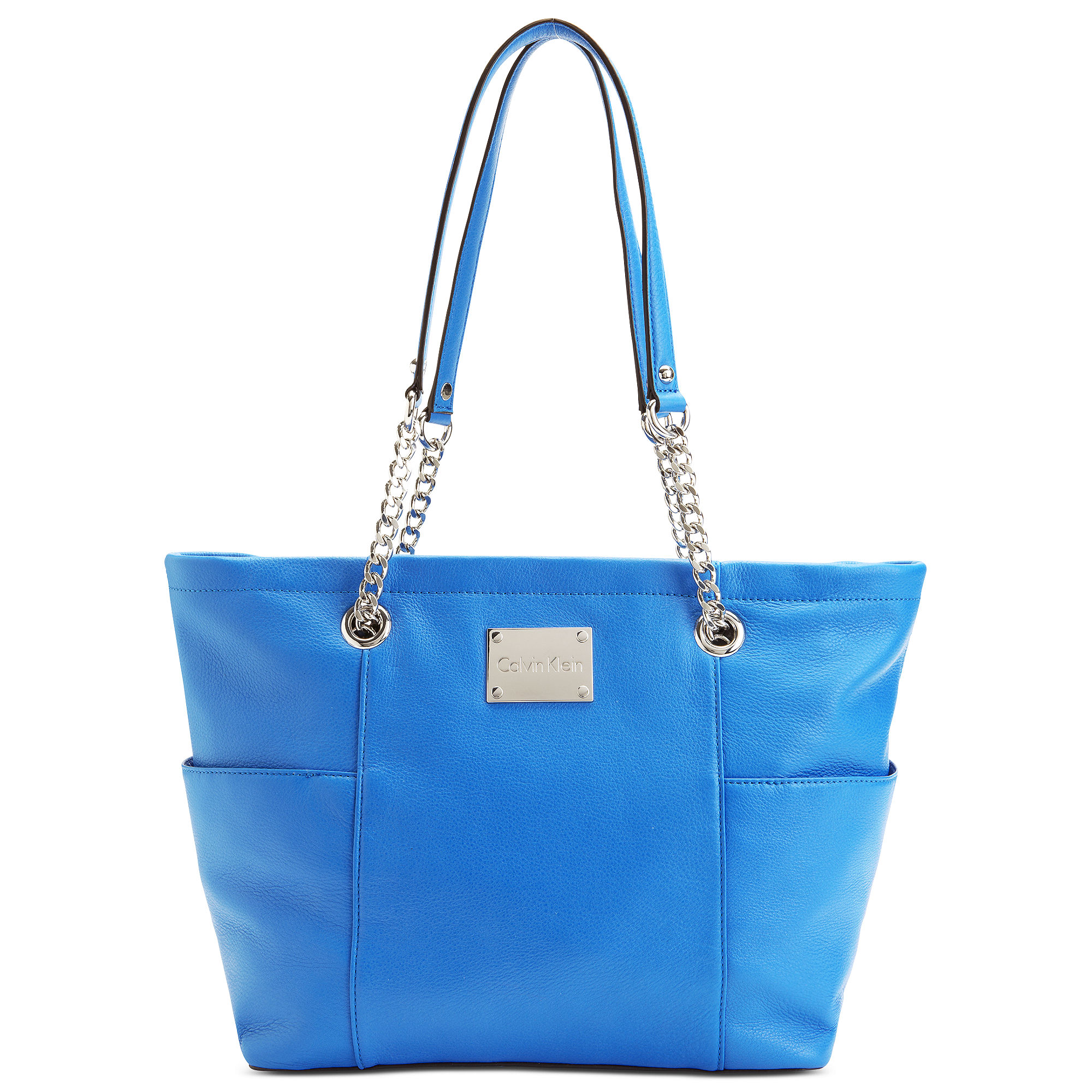 Calvin Klein Macys Leather Tote in Blue (cornflower blue) | Lyst