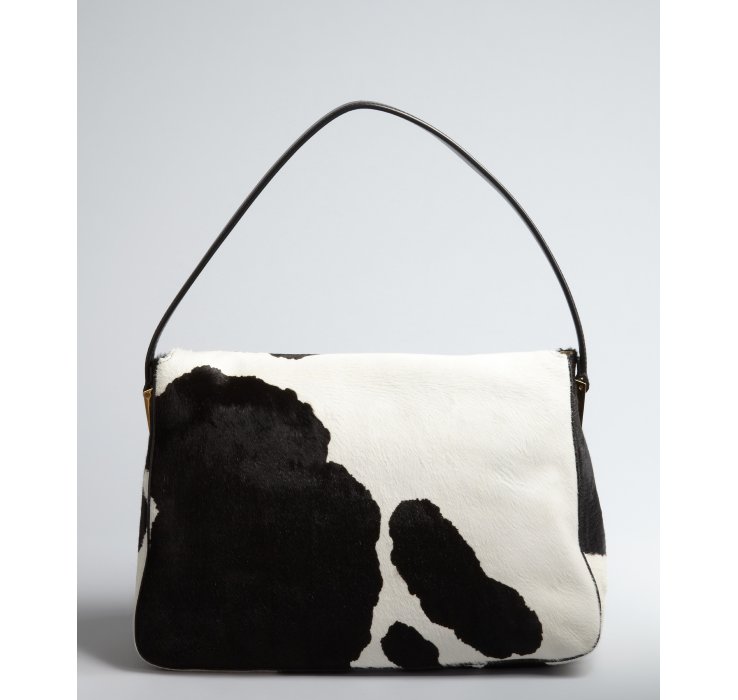 Fendi Black And White Cow Print Calf Hair Mamma Shoulder Bag In Fendi Black And White Cow Print Calf Hair Mamma Shoulder Bag In Lyst
