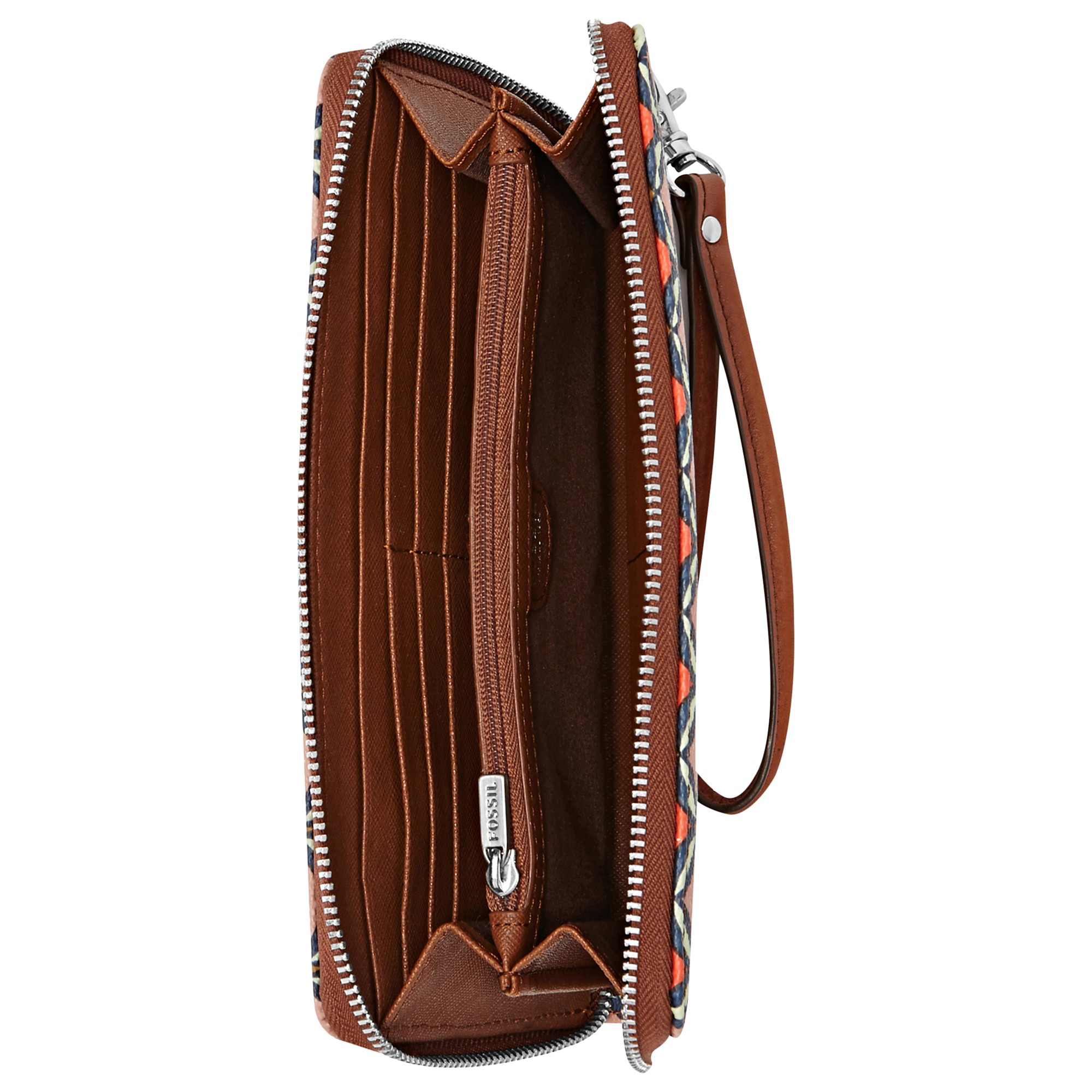 fossil sydney zip clutch wallet in brown multi brown lyst fossil sydney zip clutch wallet in brown multi brown lyst