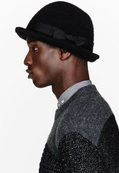 Junya Watanabe Black Felted Lambs Wool Hat in Black for Men | Lyst